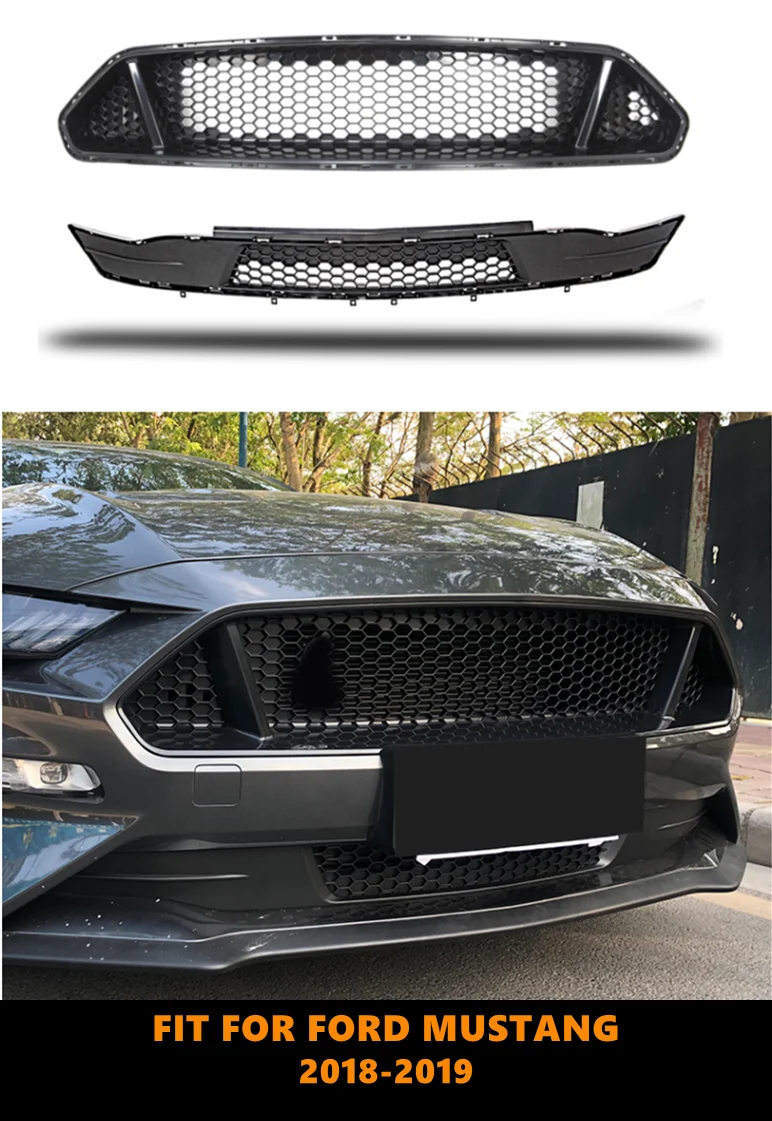 

High Quality Front Middle Grill 2 Pcs Up&Down Grill For Ford Mustang GT 2018 2019