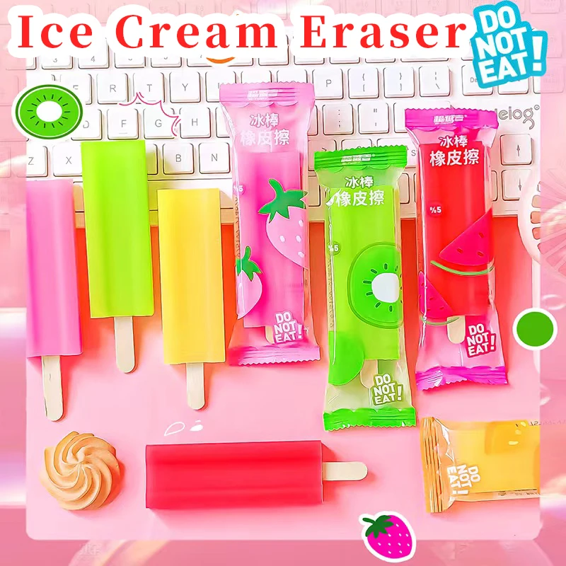 Pencil Eraser Kawaii School Teacher Gift Office Supplies Classroom Back To School Ice Cream Rubber cute things pencil eraser