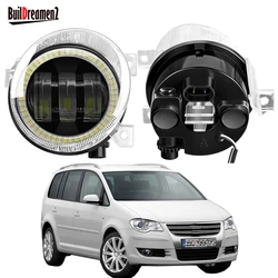 Angel Eye Fog Light Assembly For Volkswagen VW Touran (1T1, 1T2) 2003 2004 2005 2006 2007 2008 2009 2010 LED Car Fog Lamp DRL