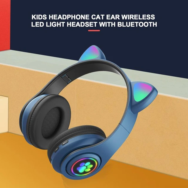 Casque sans fil avec oreilles de chat mignonnes pour enfants, casque de  musique stéréo LED, casque Bluetooth avec micro, flash lumineux, cadeau  pour fille - AliExpress
