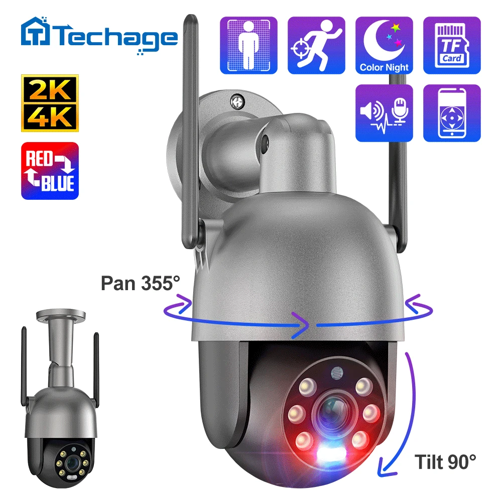 Techage 4mp 8mp outdoor ptz ip camera ultra hd 4k wifi security camera