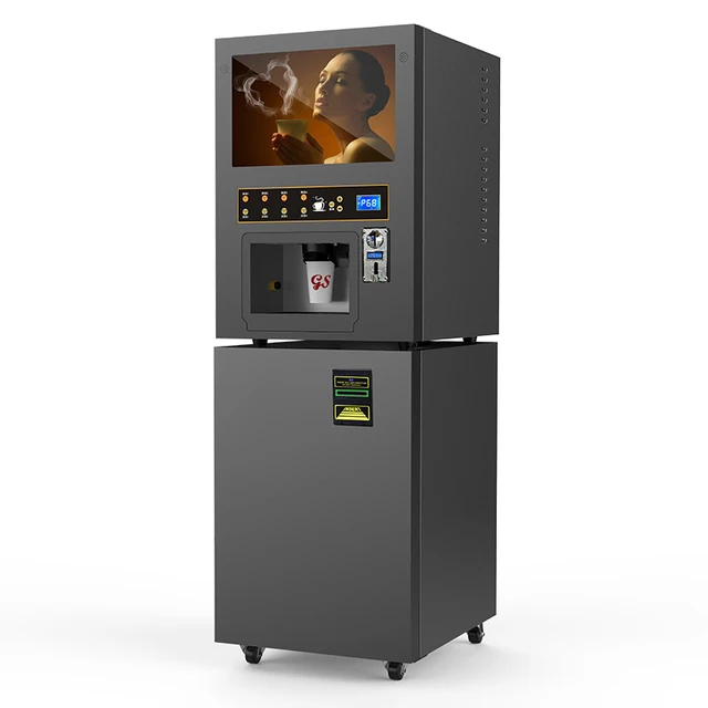 LCD 자판기 커피 머신, 동전 및 지폐로 작동되는 최신 커피 자판기 소개