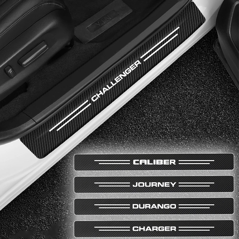4pcs Car Door Threshold Carbon Protector Door Sill Guards Stickers For