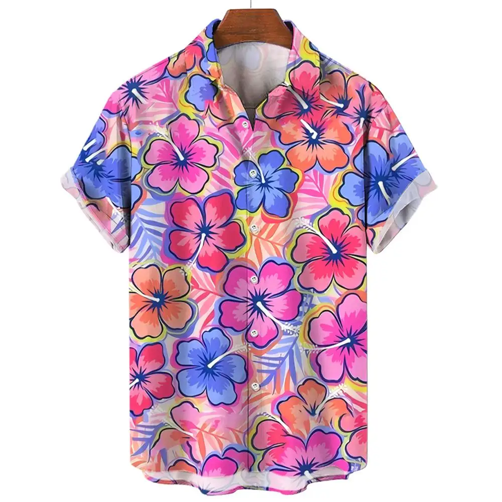 Men's Shirt Summer New Hawaiian Shirt Casual Shirt Beach Shirt Short Sleeve Flower Plant Lapel Hawaiian Holiday Clothing Apparel 6