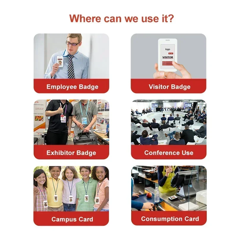 Fashion E ink Picture Display Tag Passive NFC-Powered Nameplate 3.7inch E-Paper Price Label Business Badge Employee badge