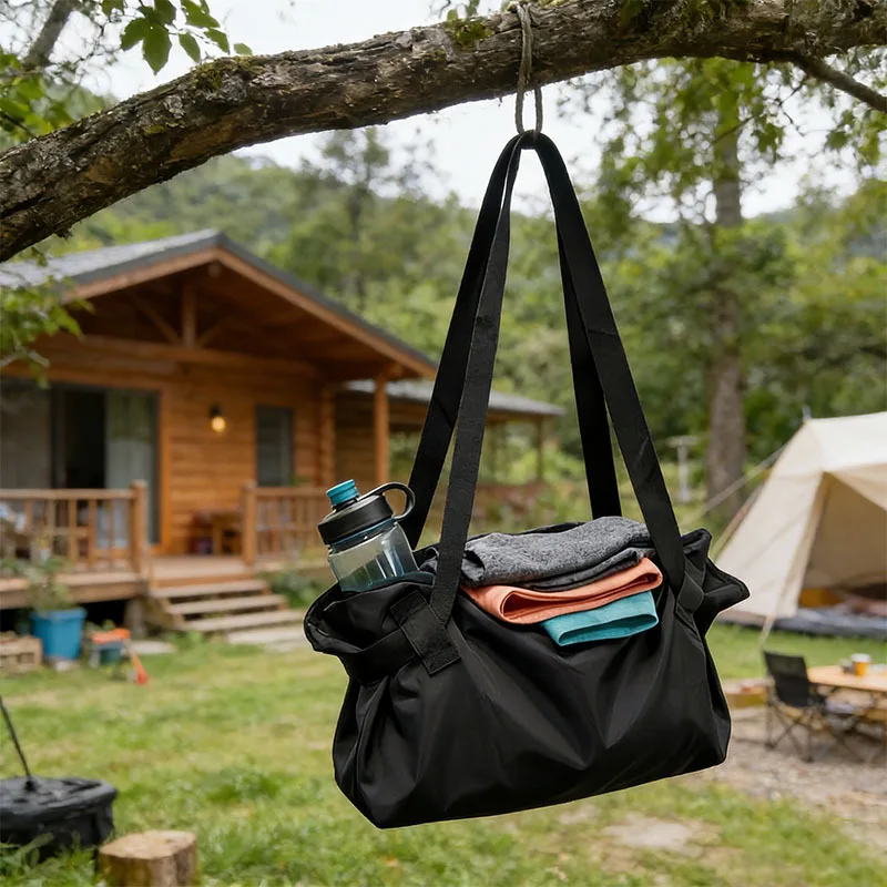 Spacious Waterproof Foldable Travel Tote with Picnic Storage Compartments