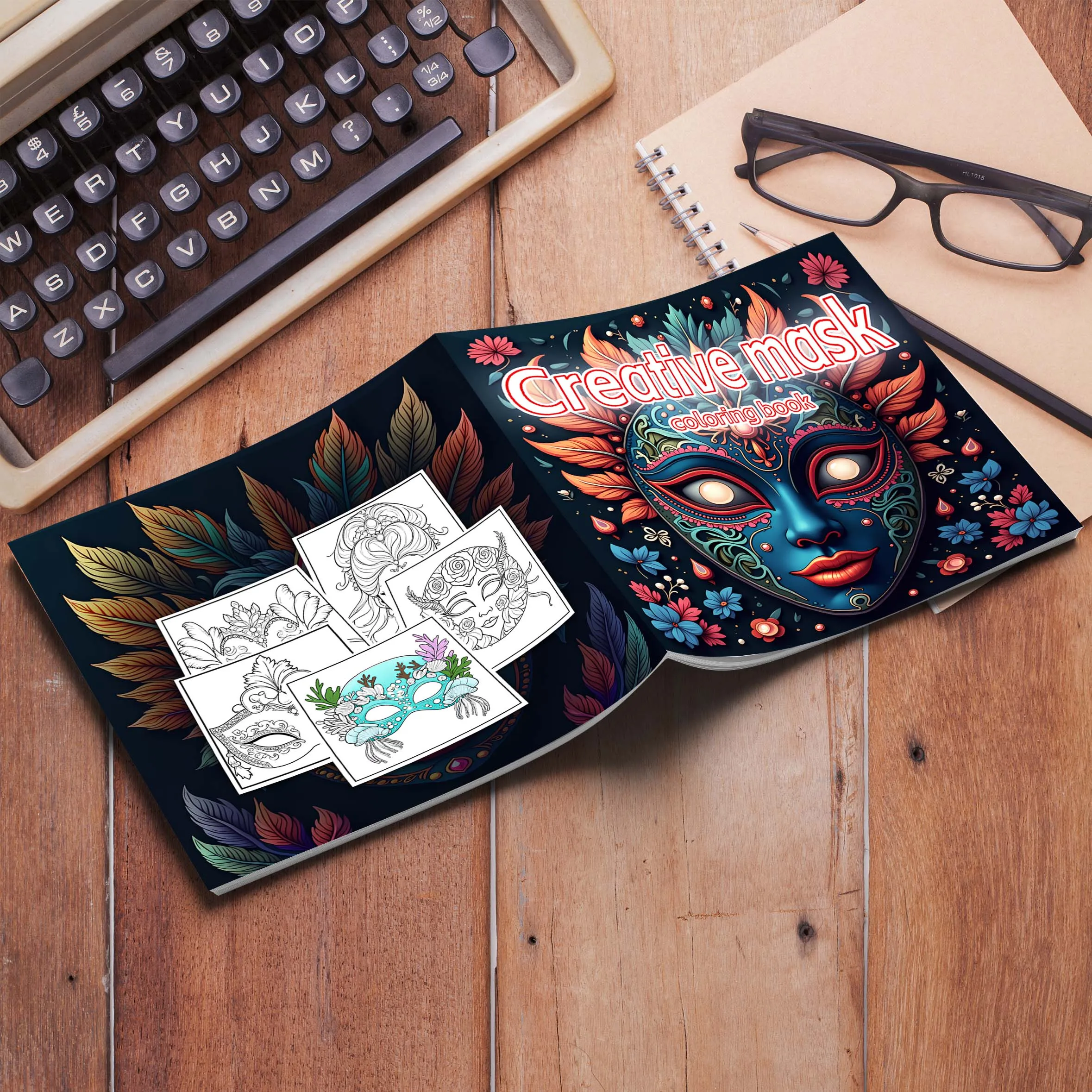 Creative Mask Coloring Book 24Page Adult Picture Book Gift For Birthday Party Relieve Stress Kill Time Graffiti Painting Drawing 2