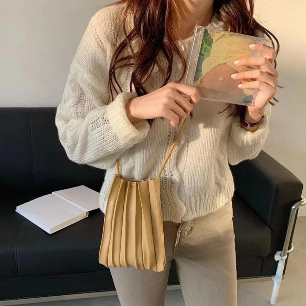 Soft PU Mobile Phone Bag Pure Colors Mini Single Shoulder Bag Durable Crossbody Bag for Women Girls Outdoor Storage Sac 6Colors