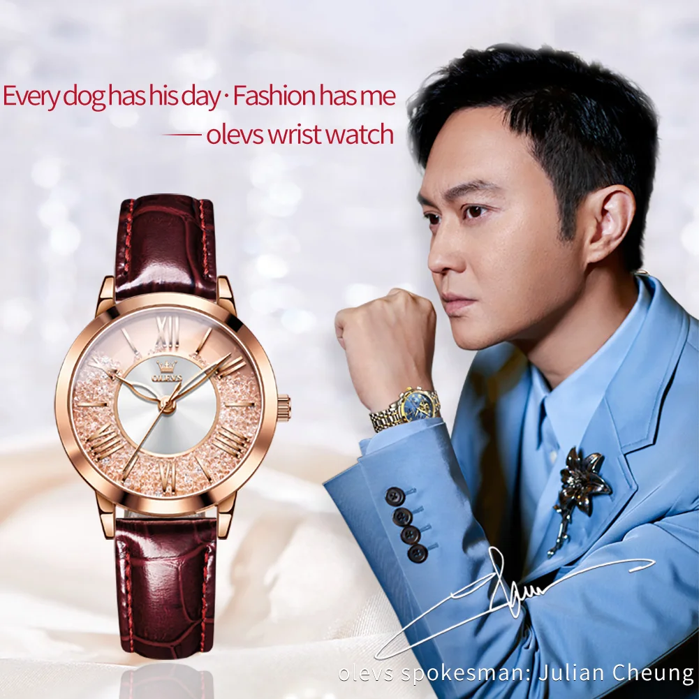 ساعات أوليف نسائية مضيئة مقاومة للماء ، ساعة يد نس...