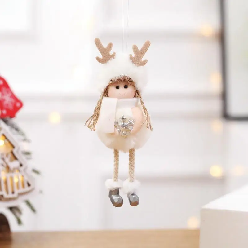 Christmas Plush Angel Doll Pendant Cute Christmas Tree Figurine Pendant Home Christmas Decor Crafts Children's Christmas Gifts