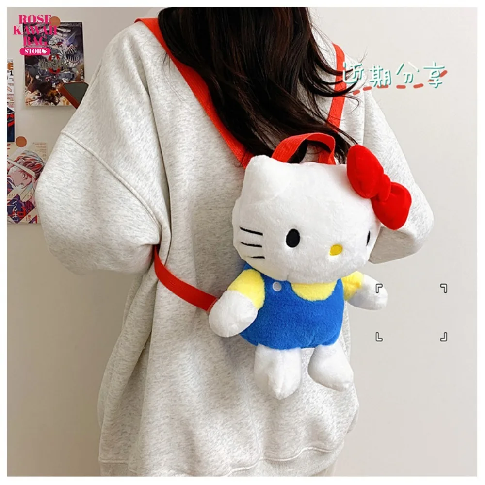 

Hello Kitty Backpack Cartoon Sanrio Plush Bag Cute Sweet Style High-capacity Hello Kitty Kawaii Backpack for Children Girls Gift