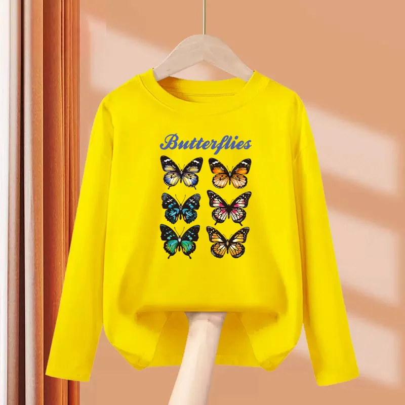 Girls New Autumn Clothes Paris Eiffel Tower T-shirt Long sleeved Cotton Tops Little Girl Butterfly Party Tees 4