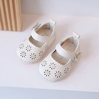 Cute PU Baby Girls Shoes Princess Soft Hollowed Flower Non-slip Bottom First Walker Soft Sole Crib Shoes Toddler Infant Shoes 2