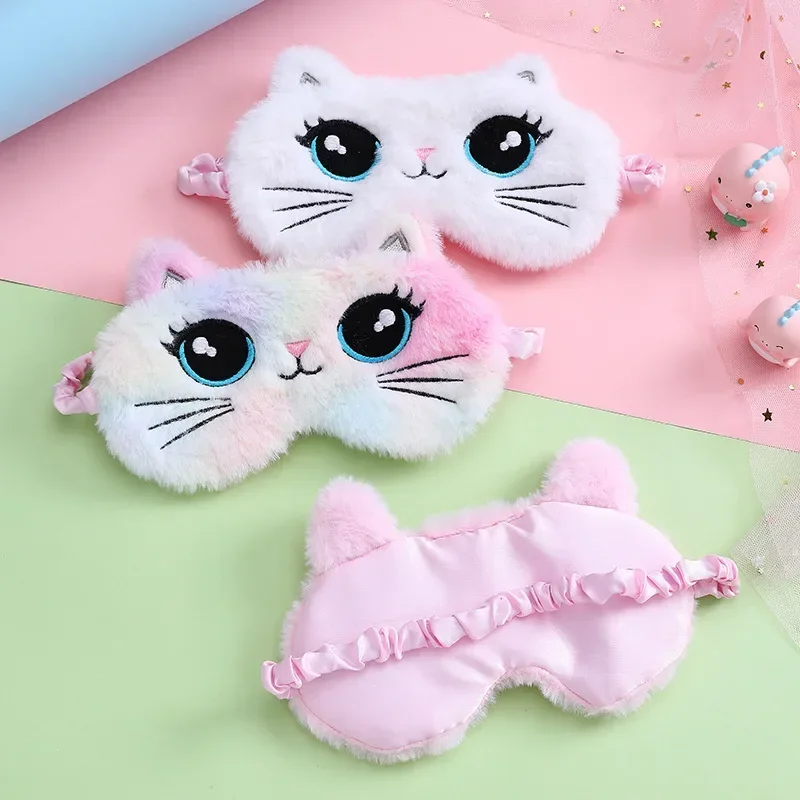 Cute Plush Sleep Mask Big Eyes Plush Eye Mask Kids Cat Cute Eye Travel Rest Sleep Aid Eye Mask 4