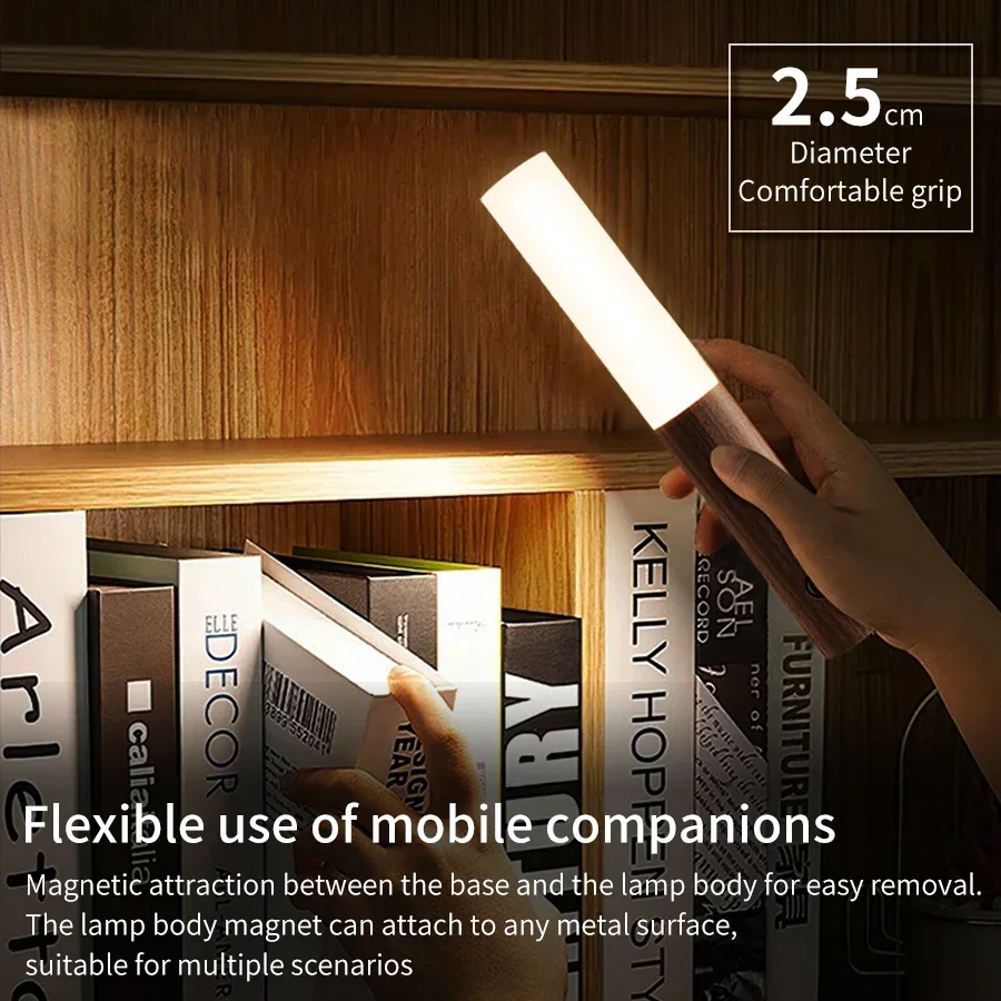 Motion Sensor LED Wall Lamp Induction Magnetic Night Light USB Rechargeable for Bedroom Stair Hallway Kitchen Cabinet Lighting