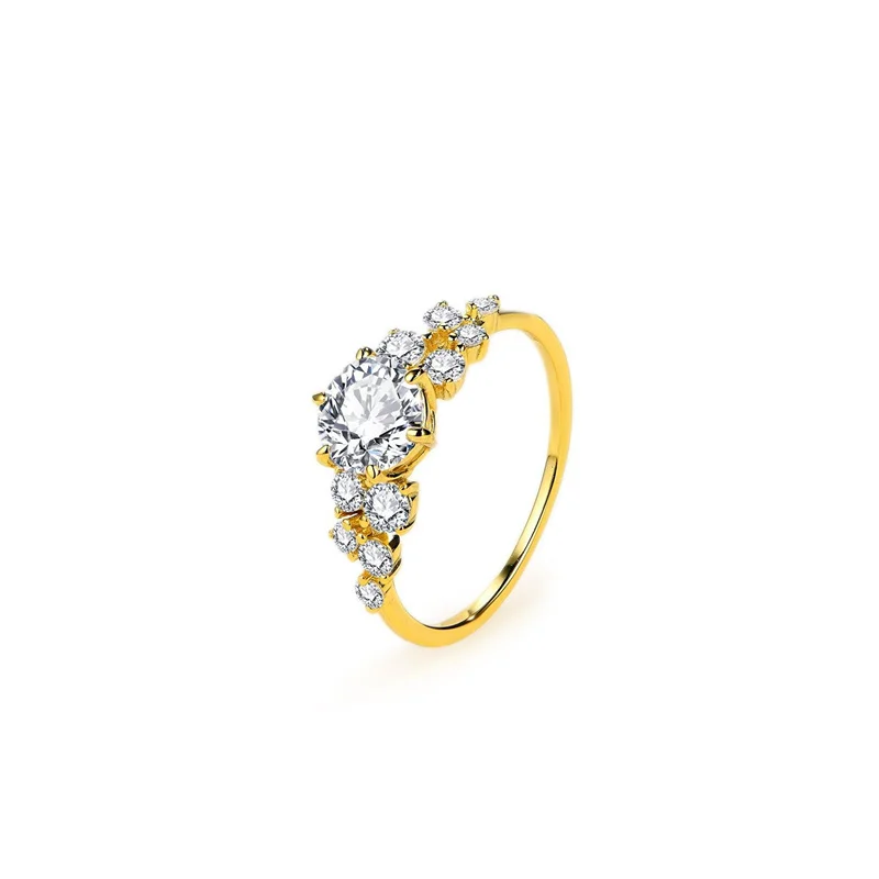 

YUESHANG Lefei Fashion Luxury Trendy Classic Moissanite Design Golden Flower Ring For Charm Women 925 Silver Party Jewelry Gift