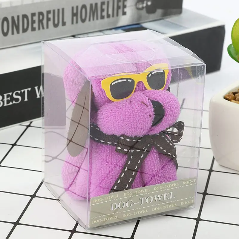 1Pc Cute Dog Cake Shape & Sun Glasses Superfine Fiber Towel, Mother's Day Children's Day Wedding Gifts, Friend Birthday Present 5
