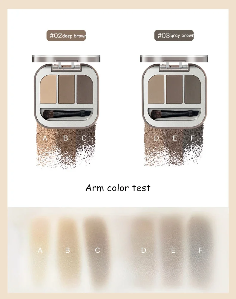 Judydoll 3 Colors Eyebrow Powder Palette Makeup Black Brown EyeBrow Enhancer Professional Waterproof Cosmetic Eye Shadow Palette 5