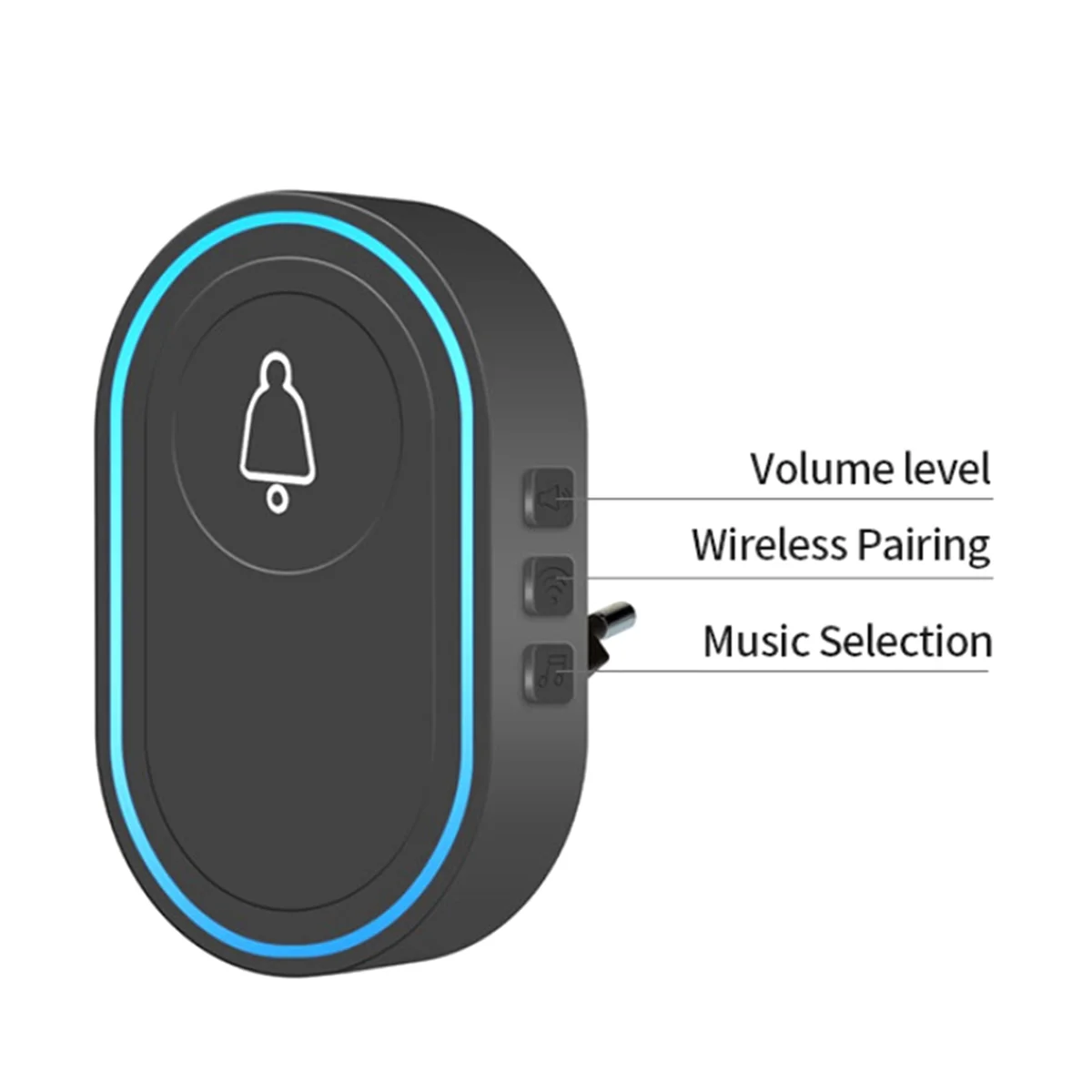 

Intelligent Wireless Doorbell Home Welcome Doorbell Waterproof Smart Door Bell Chime Waterproof Emergency Button US Plug