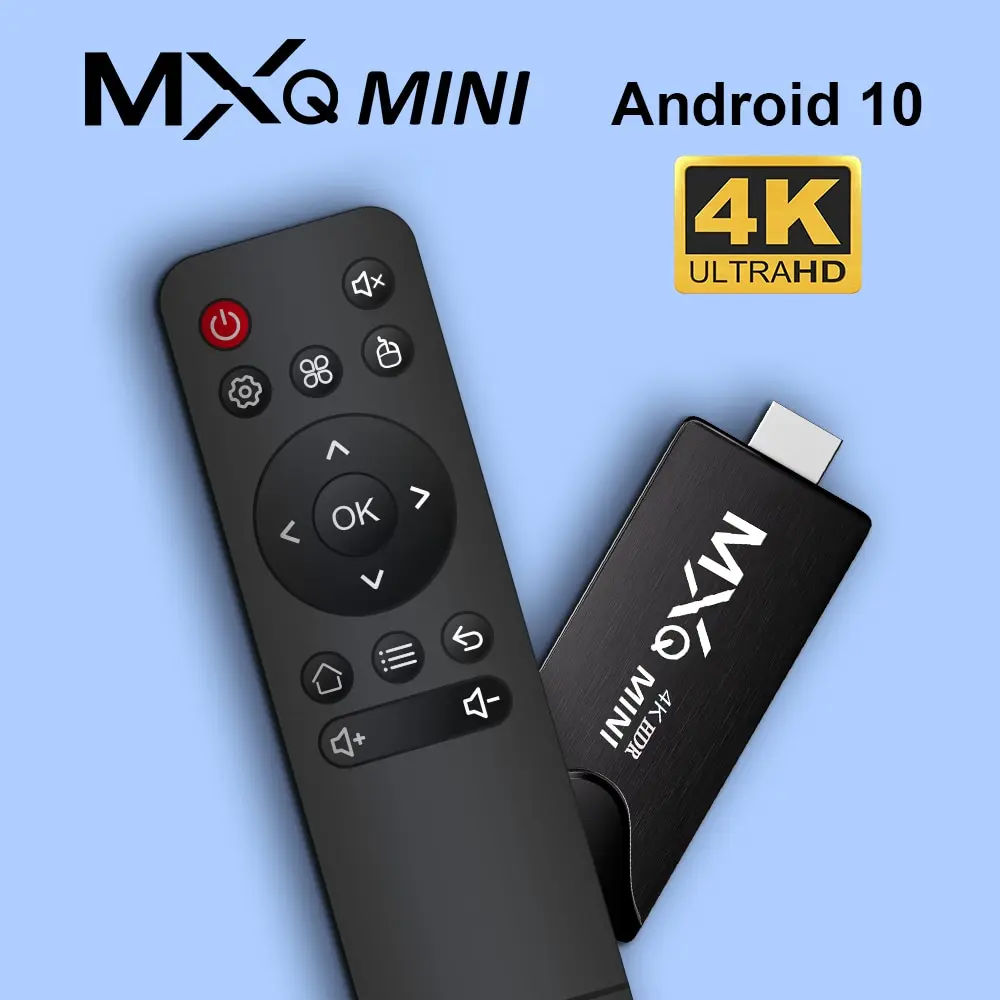 Mxqmini Smart Tv Stick Android 10 Quad Core Supporto 4K Hd Play Store 2.4G Wifi Tv Stick Android H.265 Media Player Set Top Box