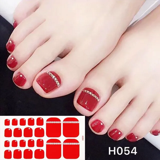 22tips Korea Toe Nail Sticker Wraps Adhesive Decals Toenail Polish Strips DIY Pedicure Foot Decals Manicure Women H054