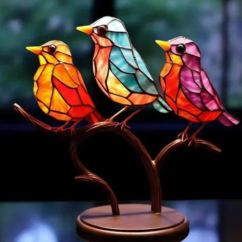 Multicolor Acrylic Birds on Branch 2