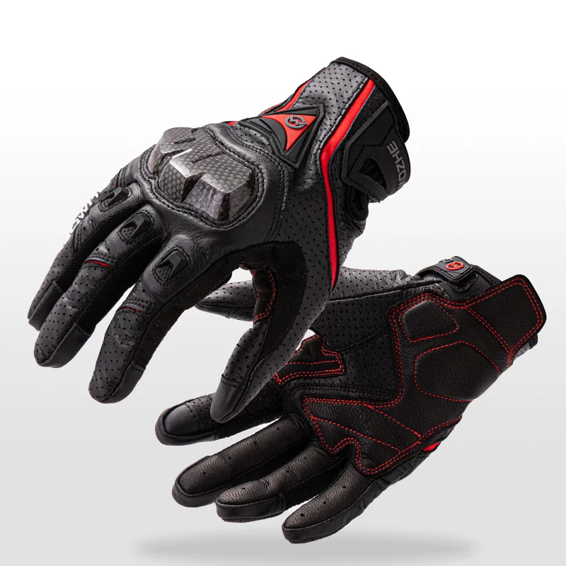 LeatherCarbonFiberMotorcycleGlovesTouchScreenThinBreathableAntifallRidingMotorcycle