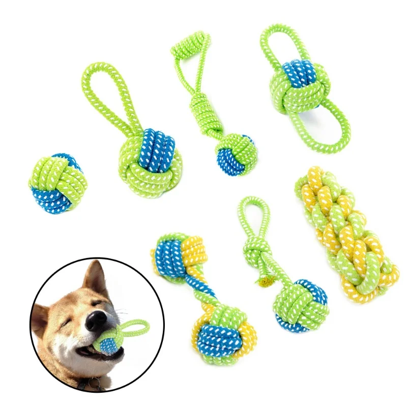 Interactive Cotton Rope Chew Ball For Dogs And Puppy Teething_voghion.com