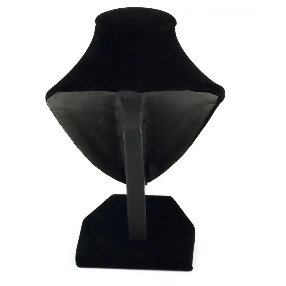 Black Mannequin Necklace Jewelry Pendant Display Stand Holder Show Decorate Rack Black Velvet Fabric Choker Organizer Showcase 4