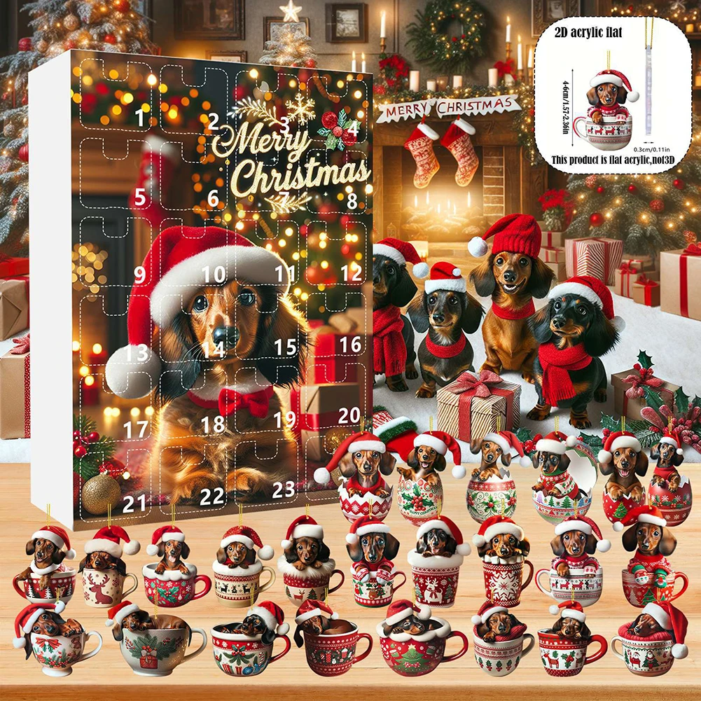Dachshunds Christmas Advent Calendar 2024 With Dachshunds Figure Ornaments Xmas Advent Calendar Christmas Gifts for Dog Lover