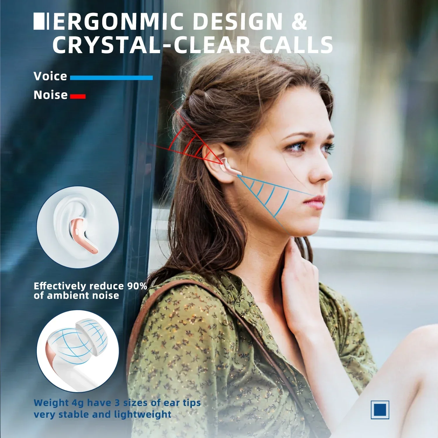 2026 Sport Wireless Earbuds Deep Bass Sound ANC Transparency Mode IPX7 Waterproof Secure Fit 30H Battery TWS Dual Connection