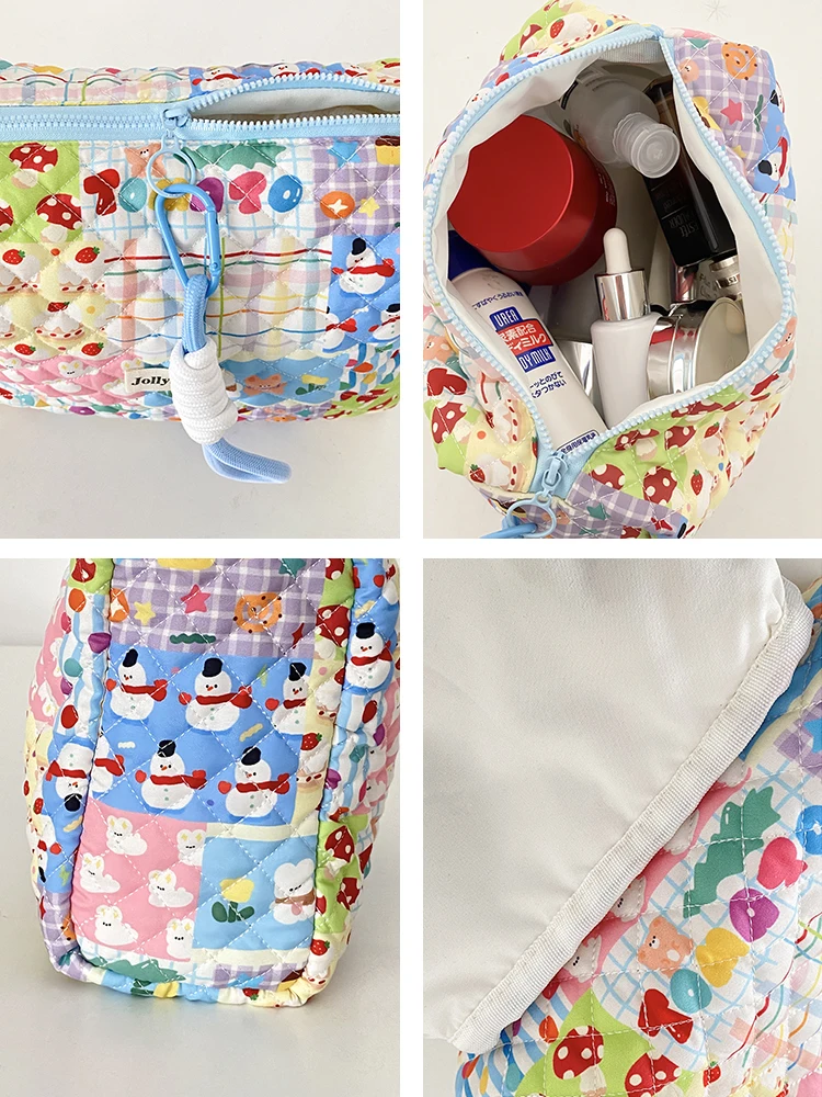 Quilted Cosmetic Storage Makeup Case Kits Bag For Women Large Comestics Storage Organizer Box Zipper Female Toilet Beauty Cases
