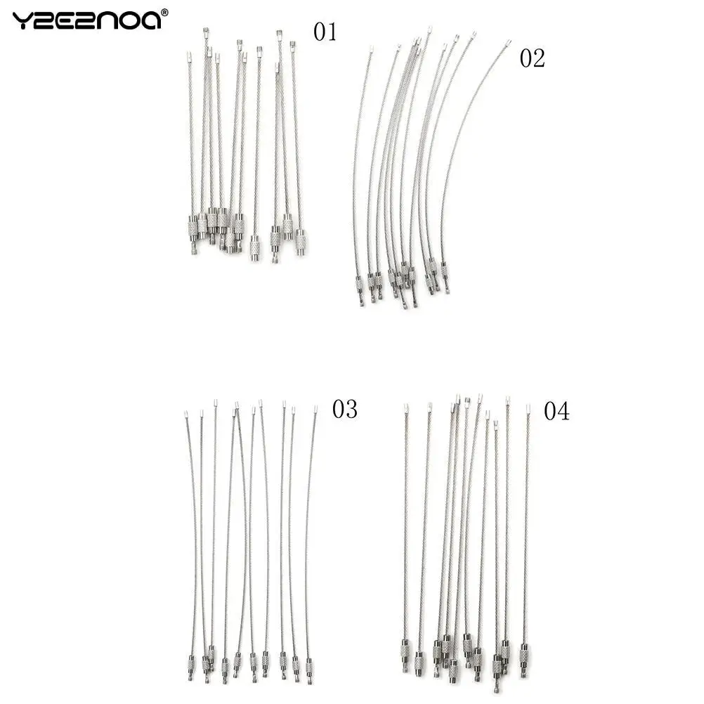 

10 шт. винтовой замок проволока из нержавеющей стали брелок кабель веревка брелок кольца кабель открытый брелок