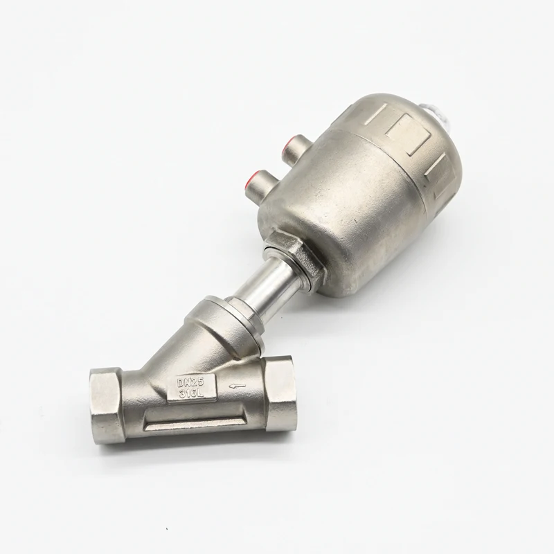 JTAIV 2/2 Way Piston Operated valve Water Air Oil Double Acting Pneumatic threaded angle seat valve Stainless steel