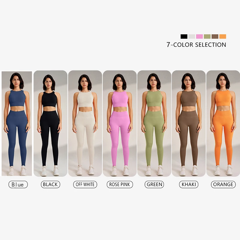 Yoga Clothing Set Women's High Waisted Leggings and Top Two Piece Seamless Fitness Exercise Clothing Fitness Underwear plus size 6