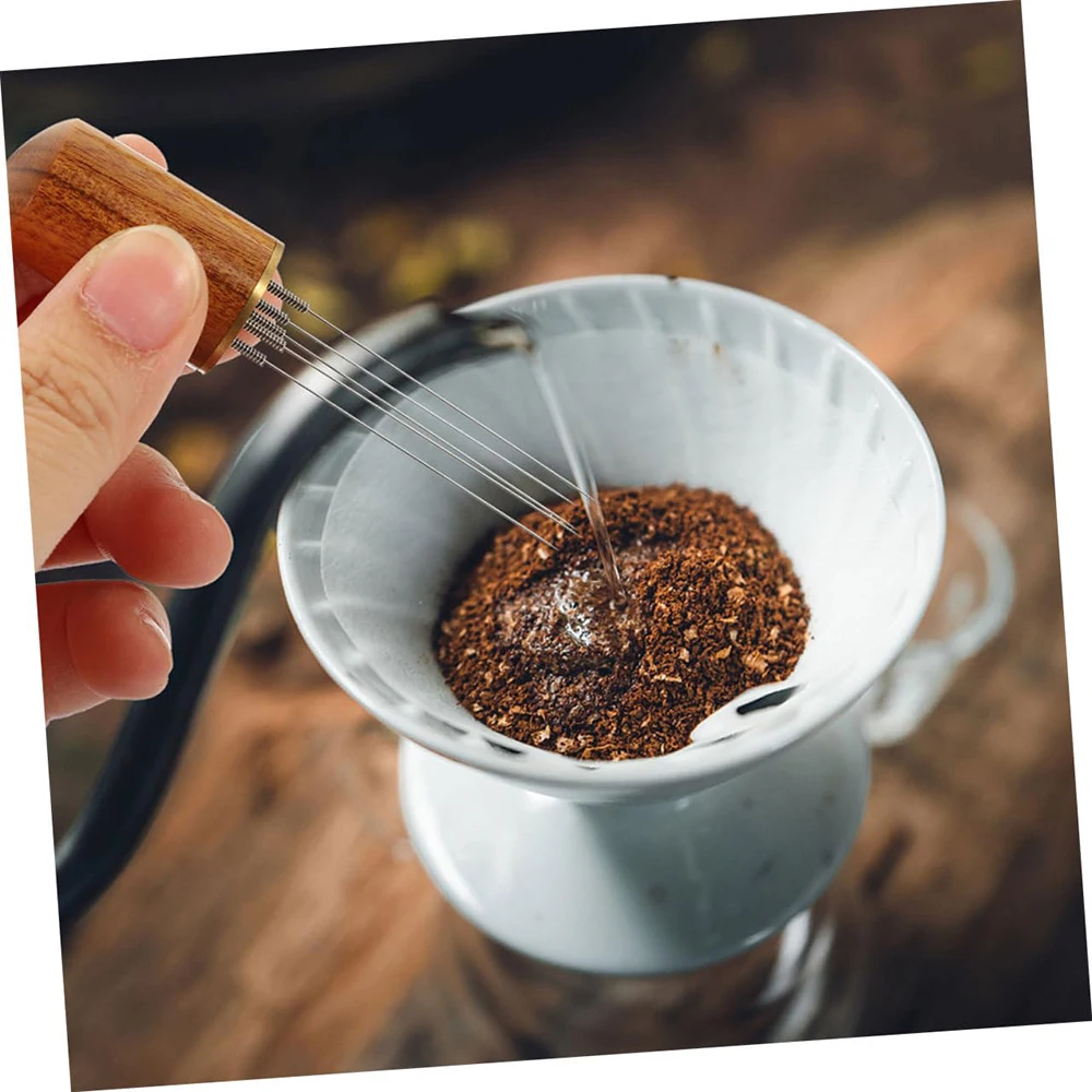 Espresso-Rührer-Verteiler-Werkzeug – Kaffee-Stampfer aus Edelstahl mit Holzgriff, WDT-Nadel, Barista-Zubehör, Nivellierer – Detail 7