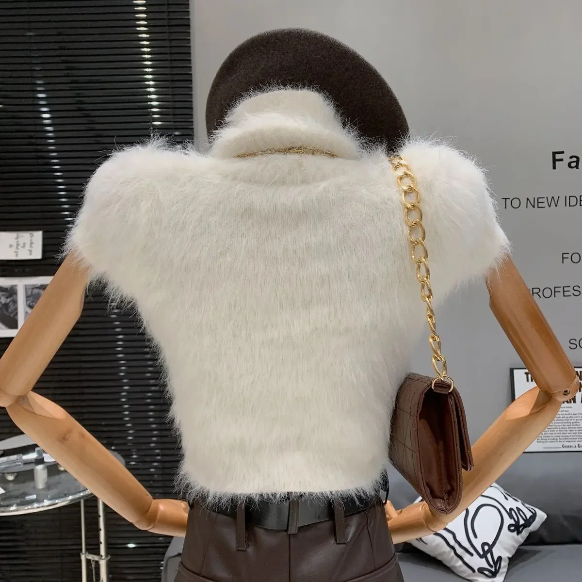 Wholesale Mohair Turtleneck Sweater Tops Base Slim Fit Pullovers Women Autumn Winter Short Sleeve Crop Short Solid Knitted Top