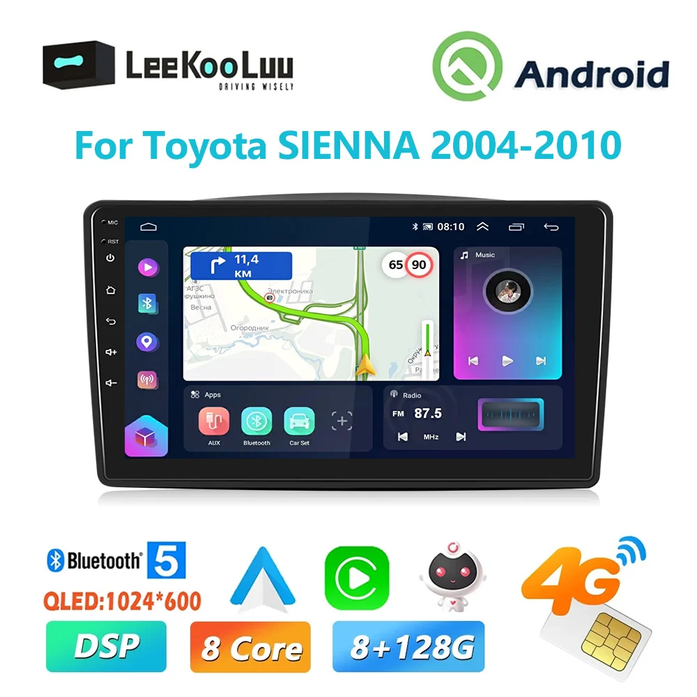 

LeeKooLuu беспроводной CarPlay Android авто радио для Toyota SIENNA 2004-2010 4G WiFi GPS стерео приемник 2Din автомобильный мультимедийный плеер