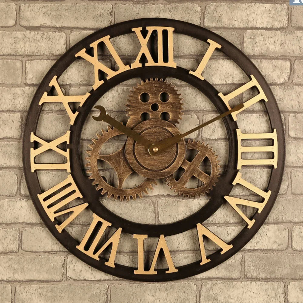 Horloge Murale Vintage Style Européen - 33x28 Cm (13x11 Pouces) - Blanc/Gris - Fonctionne Avec 1 Pile AA