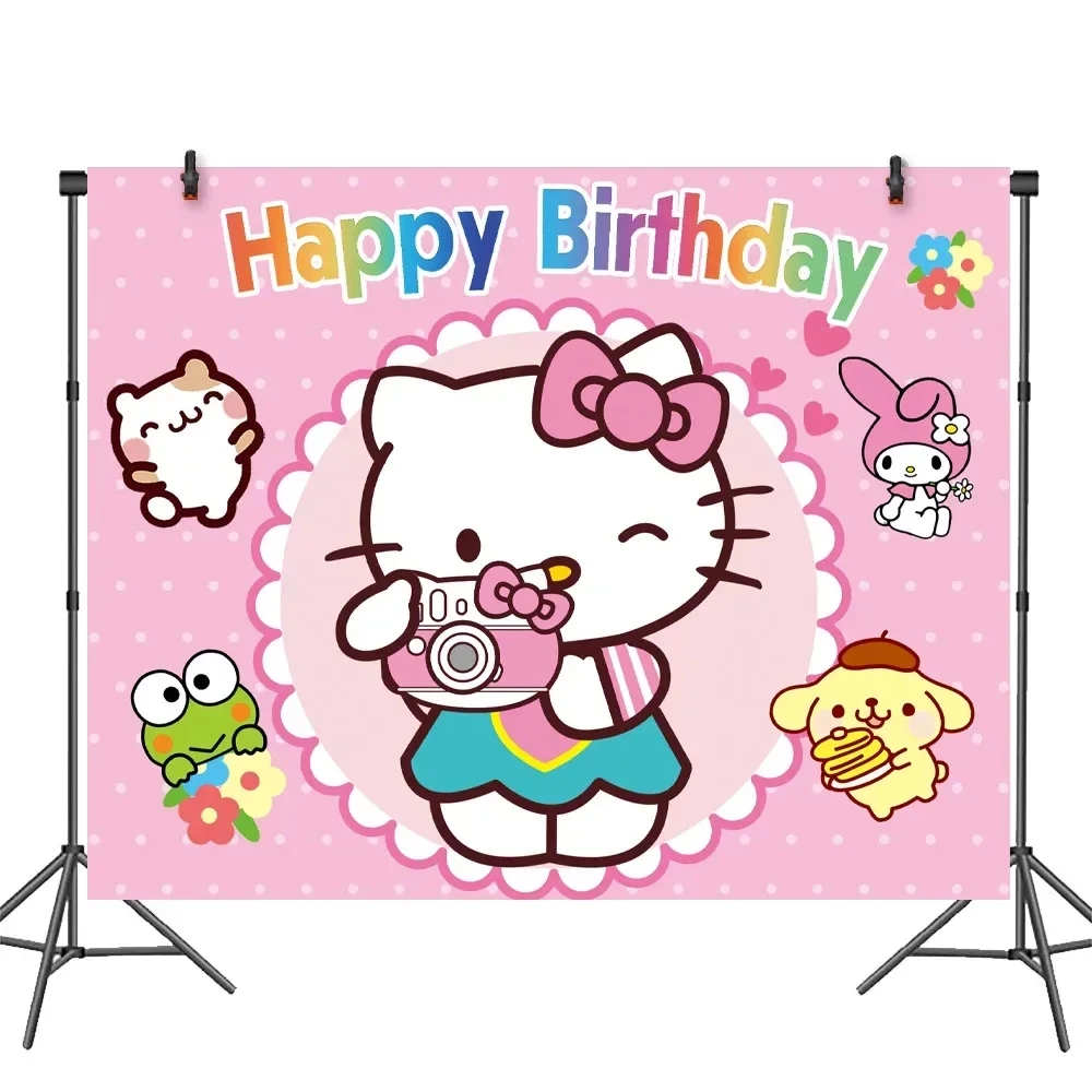 헬로 키티 생일 파티 용품, 일회용 식기, 종이 접시, 종이컵 티슈, 소녀 생일 파티 장식, 어린이
