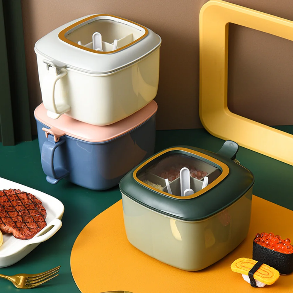 Multigrid Plastic Storage Boxes 4 in 1 Clamshell Seasoning Box Kitchen