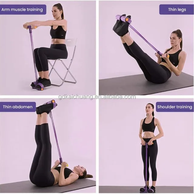 4/6 TubeElastic Yoga Pedal Puller Resistance Band Workout Pull Tension Rope for Abdomen/Waist/Leg Stretching Slimming Training 3