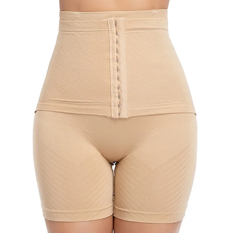 Women Firm Tummy Control with Hook Butt Lifter Shapewear Panties High Waist Trainer Body Shaper Shorts Female Slimming fajas