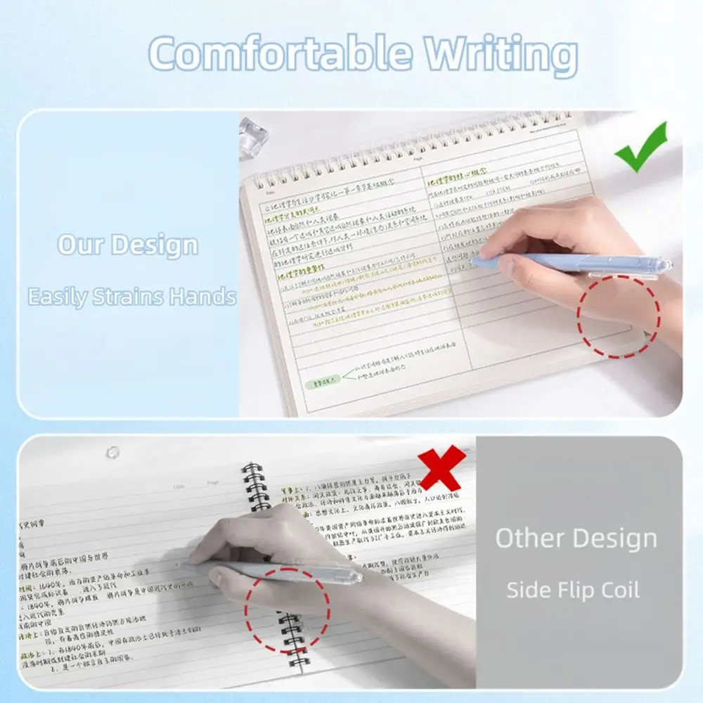 Quaderno a Spirale Semplice con Carta Spessa, Design a Griglia/Linee Orizzontali, Blocco Note B5 per Studenti - immagine 3