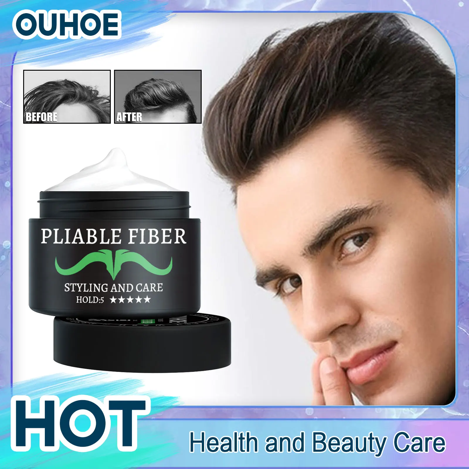 Matte Hair Styling Wax Cream for Men Strong Hold Anti Frizz Broken Hair Long Lasting Natural Fluffy Quickly Shaping Stereotype