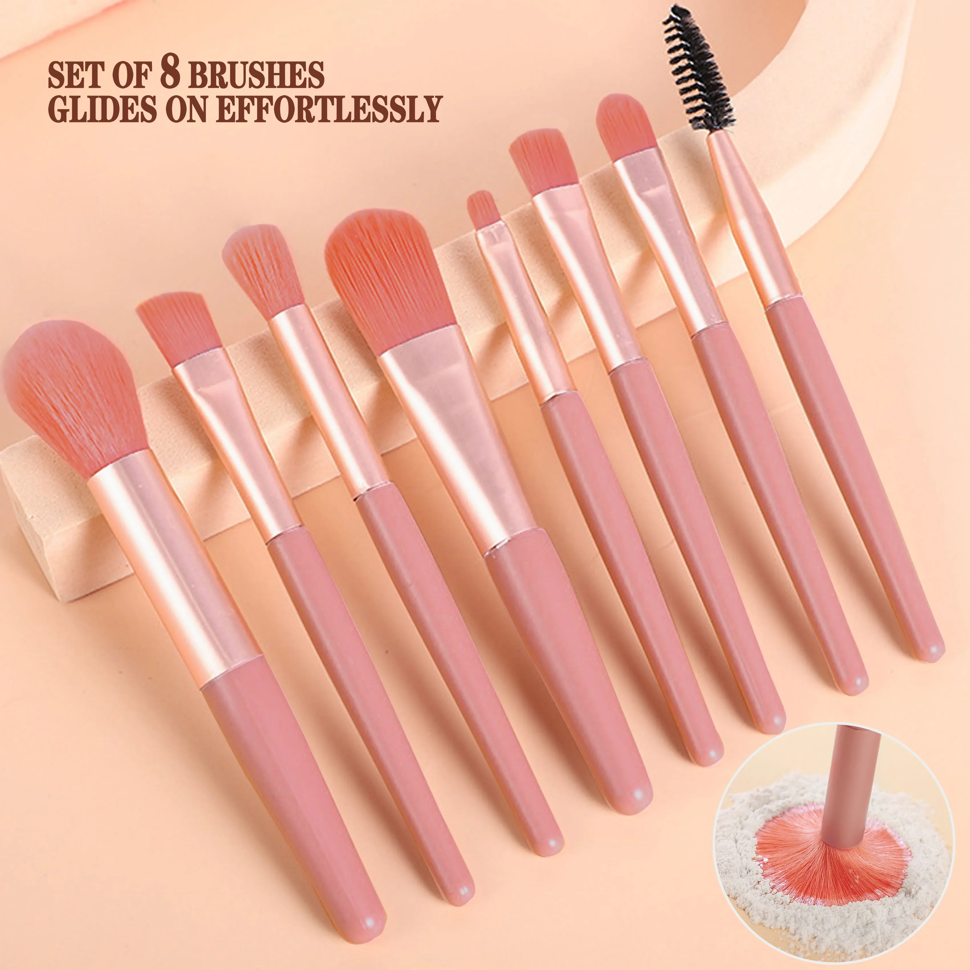 Portable Soft Hair Makeup Brush Set for Powder, Concealer, Eyeshadow, Blush, and Foundation
