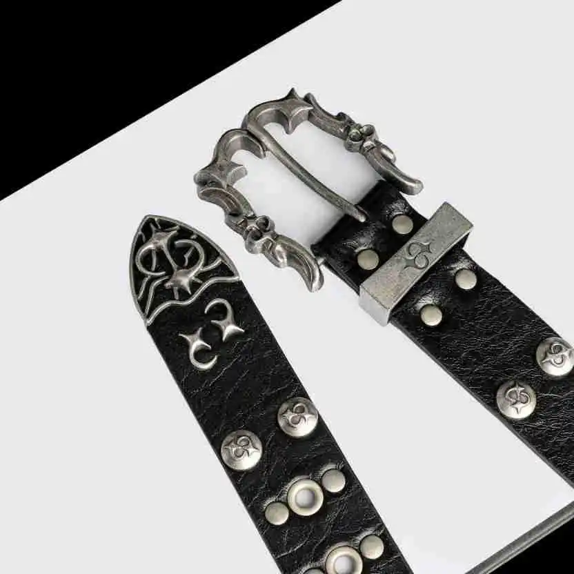 Herren- und Damengürtel im Trend-Stil mit Nieten und hochwertiger Legierungsschnalle, Rock-Punk-Subkultur Y2k-Stil Damengürtel – Detail 14