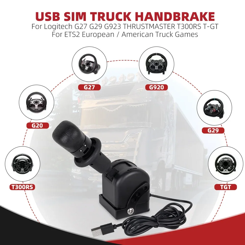 USB SIM Handbrake with Mounting Clip ETS2 American and European PC Racing Game Simulator Air Brake for G20 G27 G29
