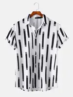 2024 New Hawaiian Men's Shirt Summer Short Sleeve Printed Thin Beach Striped Casual 1