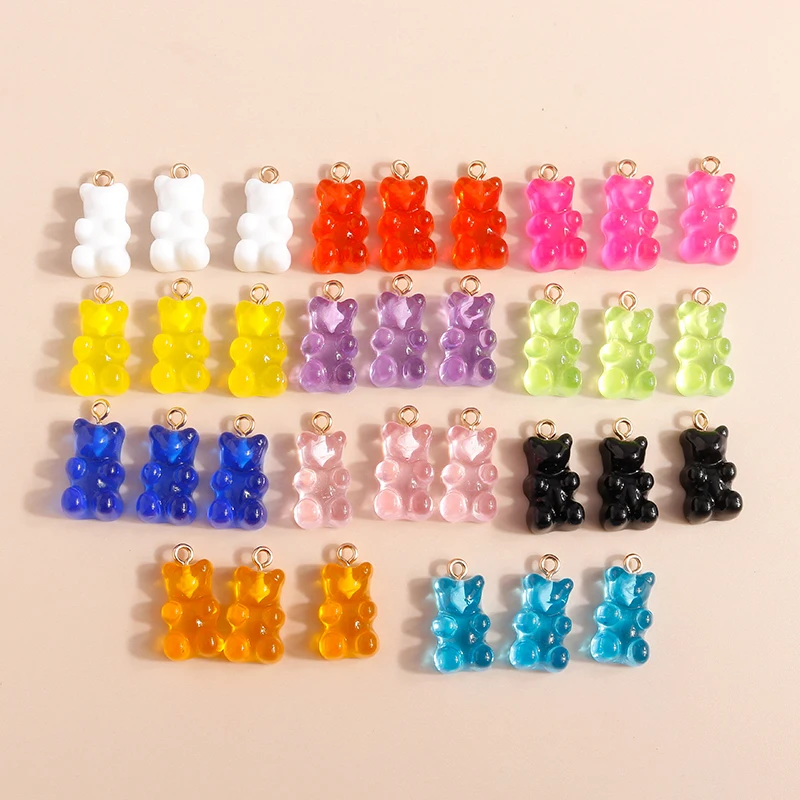 20pcs 11*18mm Cute Candy Color Gummy Bear Charms for DIY Earring Bracelet  Necklace Pendant Women Kids Jewelry Making Accessories - AliExpress